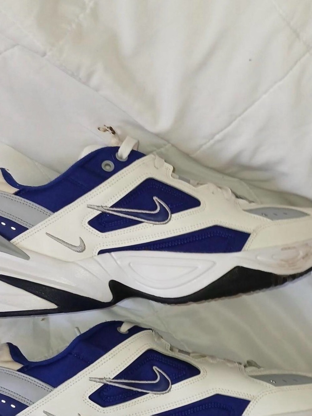 Nike M2K tekno Men's White and Royal Blue Athletic Sneakers